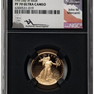 2021-W Modern Bullion Coins (2021-W Type 2 Proof Gold Eagle 1/4 oz FDI John Mercanti Blk Core)