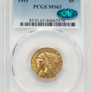 1915 Indian Half Eagles (1915 $5 CAC Blue Gradient)