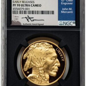 2017-W Modern Bullion Coins (2017-W Proof Gold Buffalo 1 oz ER John Mercanti Blue Blk Core)