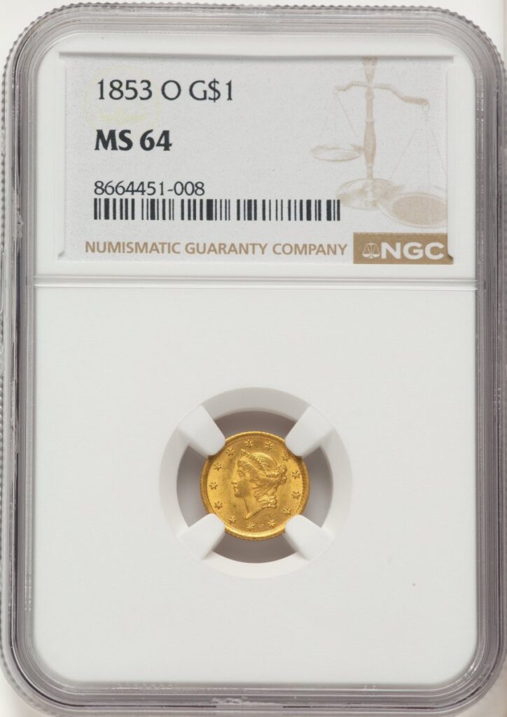 1853-O Gold Dollars (1853-O G$1)