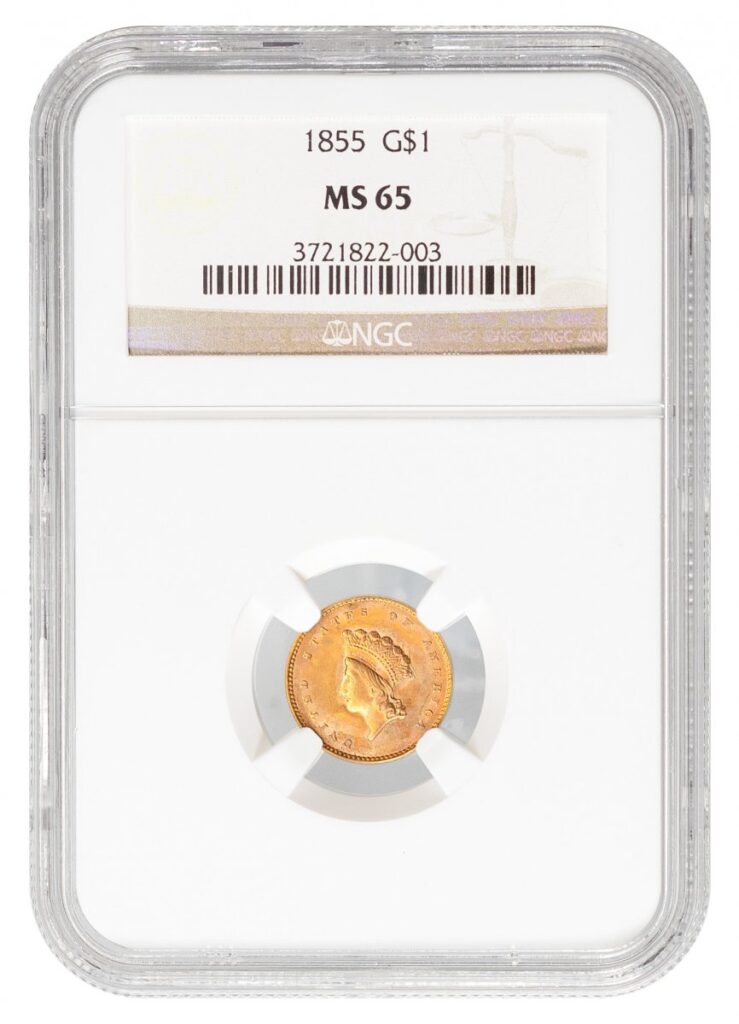1855-Gold Dollar - Type 2 Indian Princess Small Head