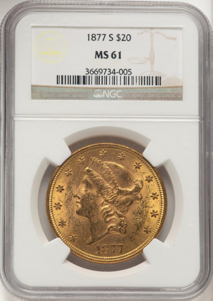 1877-S Liberty Double Eagles (1877-S $20 Brown Label)