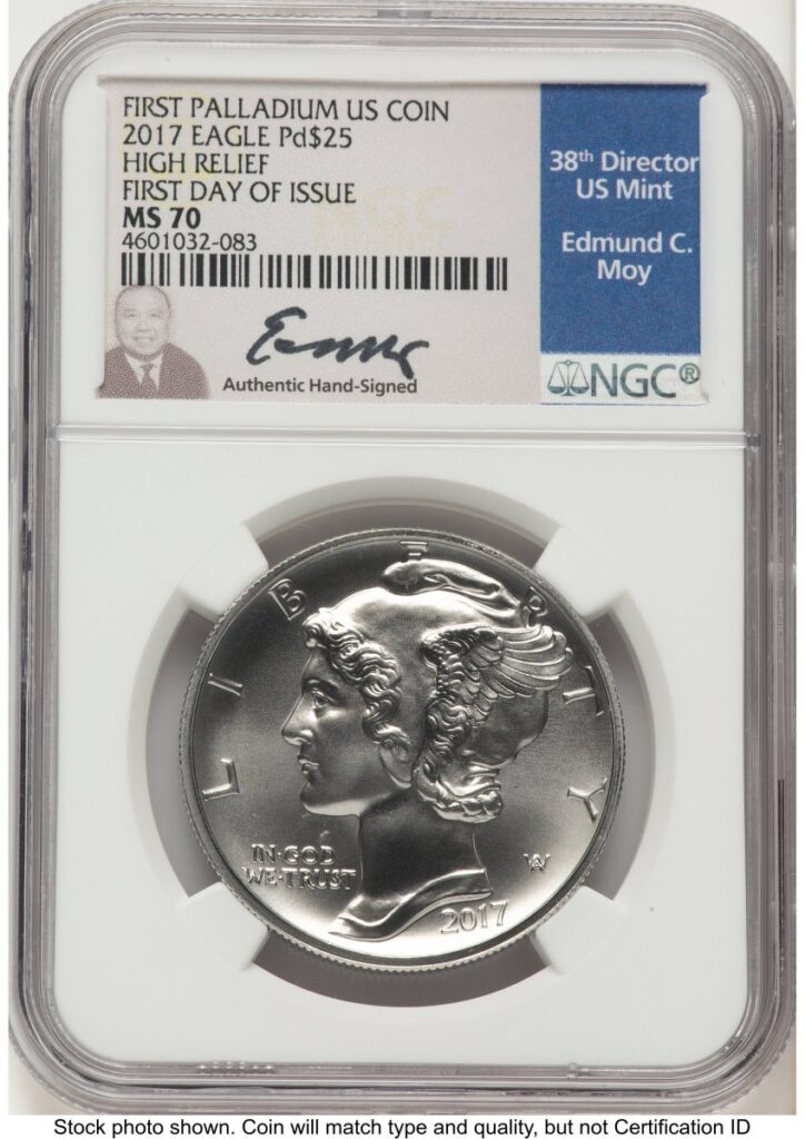 2017 Modern Bullion Coins (2017 Palladium Eagle 1 oz, MS FDI Ed Moy)
