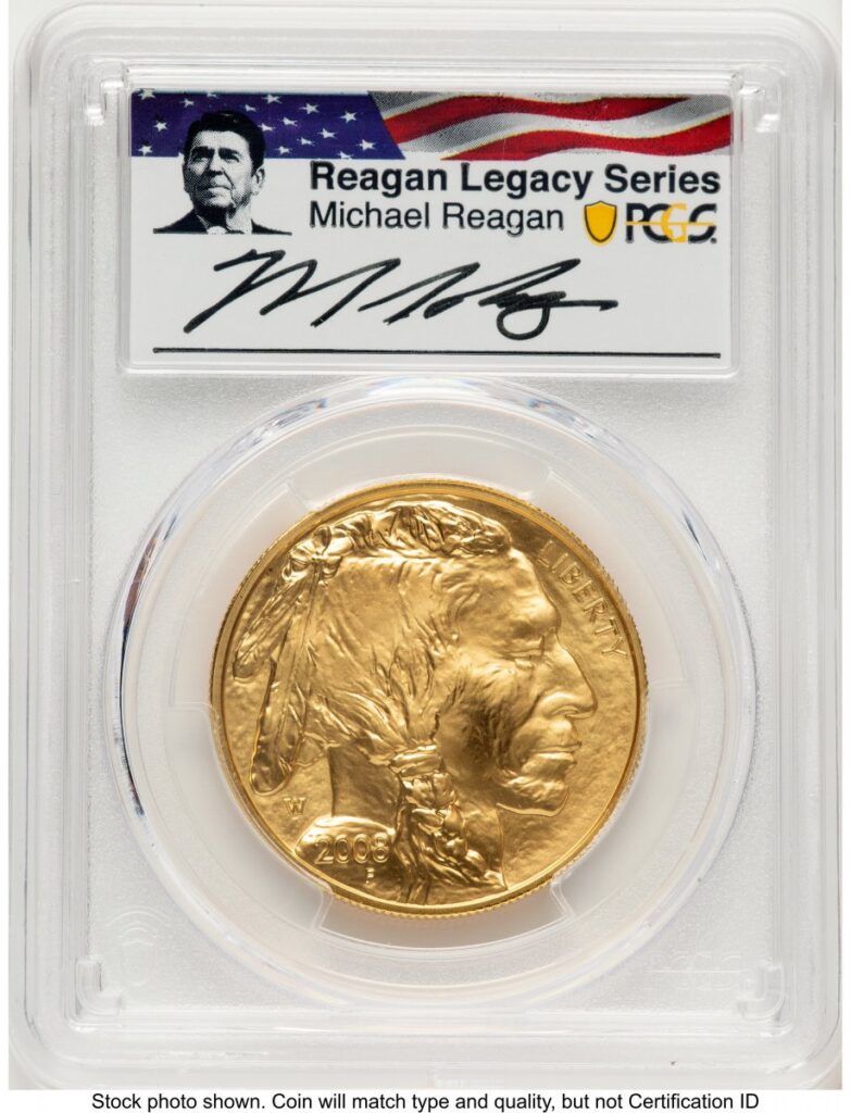 2008-W Modern Bullion Coins (2008-W Burnished Gold Buffalo 1 oz Reagan Legacy Series Michael Reagan Picture)