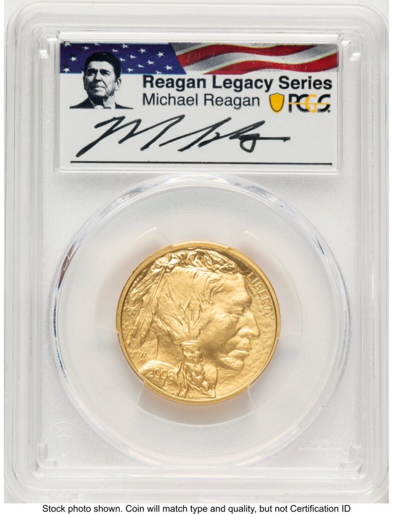 2008-W Modern Bullion Coins (2008-W Burnished Gold Buffalo 1/2 oz Reagan Legacy Series Michael Reagan Picture)