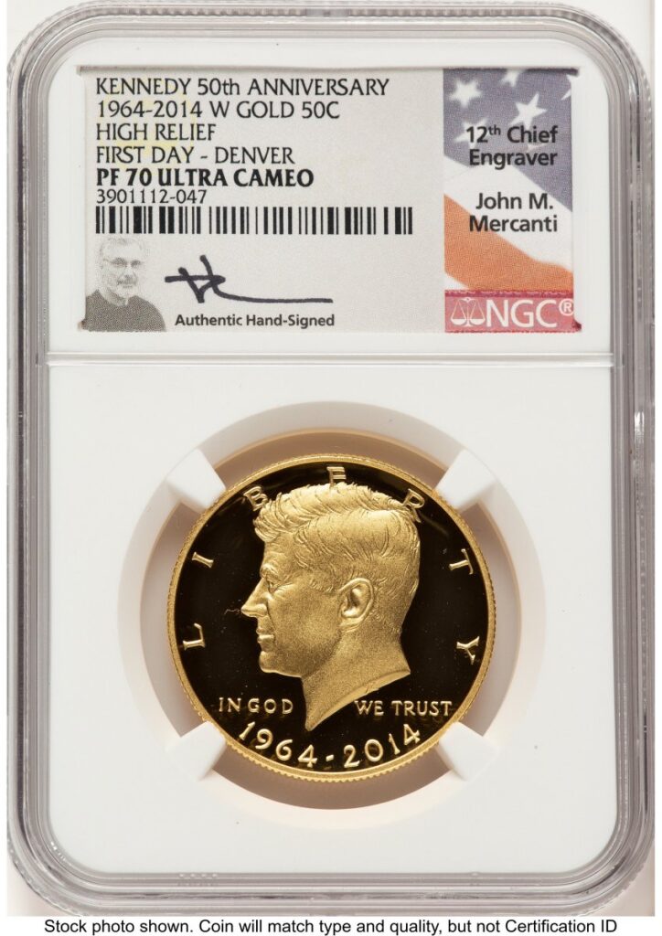 2014-W Proof Kennedy Half Dollars (2014-W 50C Gold JFK 50th Anniversary FDI John Mercanti Denver)