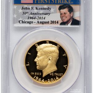 2014-W Proof Kennedy Half Dollars (2014-W 50C Gold JFK 50th Anniversary FS JFK Flag Chicago August 2014)