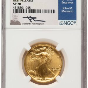 2016-W Modern Bullion Coins (2016-W 50C Walking Liberty 100th Anniversary Gold Centennial FR John Mercanti Blue)