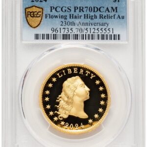 2024 Modern Bullion Coins (2024-(W) Gold 230th Anniversary Flowing Hair Medal Blue Gradient)