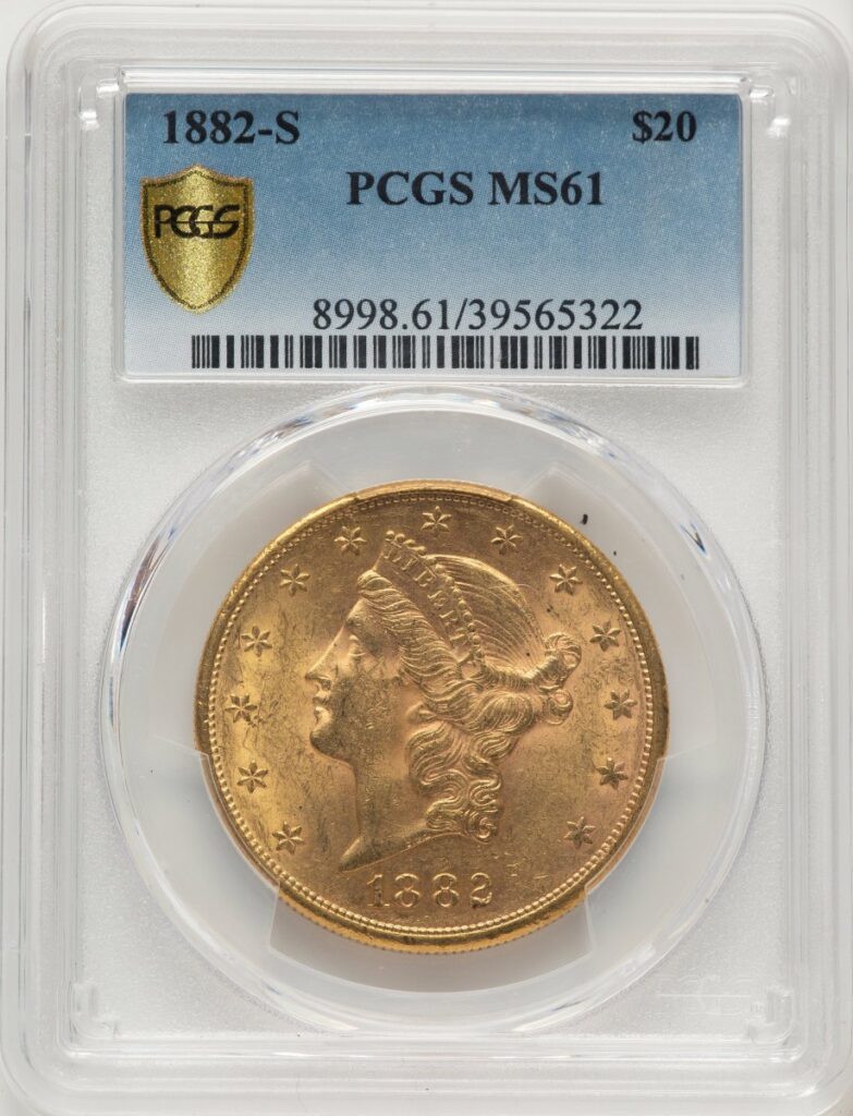 1882-S Liberty Double Eagles (1882-S $20 PCGS Secure Blue Gradient)
