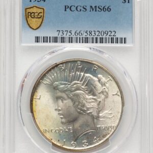 1934 Peace Dollars (1934 S$1 PCGS Secure)