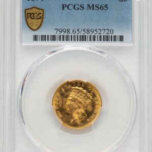 1874 Three Dollar Gold Pieces (1874 $3 PCGS Secure)