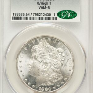 1880-CC Morgan Dollars (1880-CC $1 VAM-5, 8/7 High 7, MS)