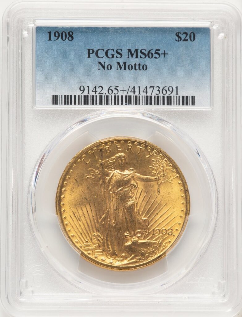 1908 Saint-Gaudens Double Eagles (1908 $20 NO MOTTO PCGS Plus)