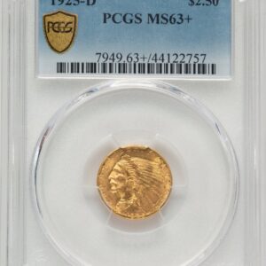 1925-D Indian Quarter Eagles (1925-D $2 1/2 PCGS Secure PCGS Plus Blue Gradient)
