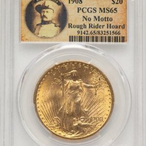 1908 Saint-Gaudens Double Eagles (1908 $20 NO MOTTO Blue Gradient)