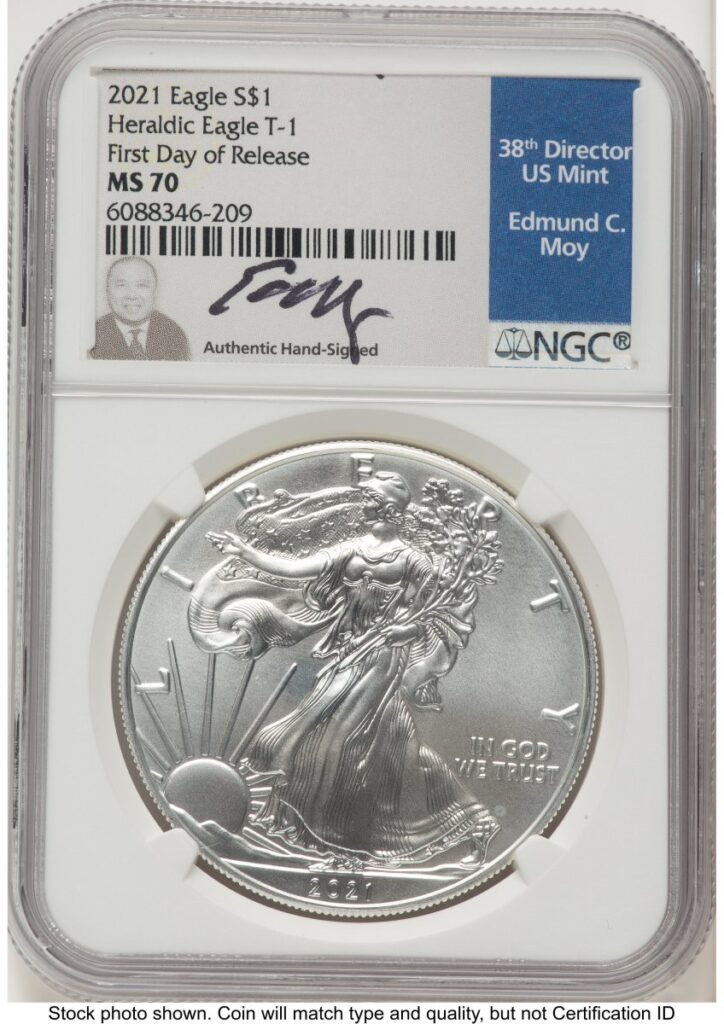 2021 Modern Bullion Coins (2021 Silver Eagle Type 1 FDR Ed Moy)