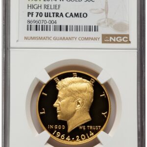 2014-W Proof Kennedy Half Dollars (2014-W 50C Gold JFK 50th Anniversary Brown Label)