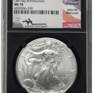2021 Modern Bullion Coins (2021 Silver Eagle Type 1 John Mercanti Last Day of Production Blk Core)