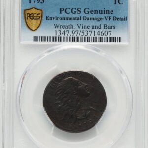 1793 Large Cents (1793 Wreath 1C Vine and Bars Edge, BN, MS Genuine PCGS Secure)