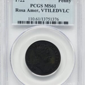 1722 Colonials (1722 Rosa Americana Penny, VTILE, MS, BN)