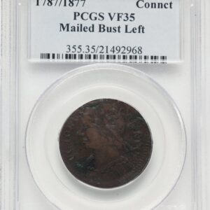 1787/1877 Colonials (1787/1877 Connecticut Copper, Mailed Bust Left, MS, BN)