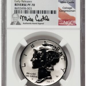 1000 Modern Bullion Coins (2025-W Palladium Eagle 1 oz, REV PR ER Mike Castle)