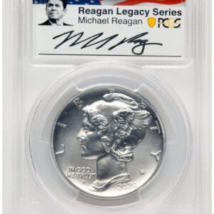 2020-W Modern Bullion Coins (2020-W Palladium Eagle 1 oz Burnished FS Reagan Legacy Series Michael Reagan Picture)