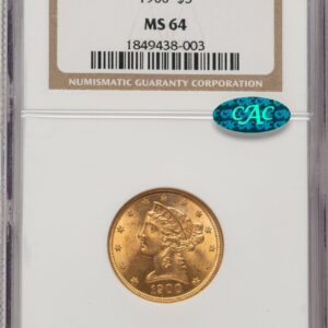 1900 Liberty Half Eagles (1900 $5 CAC)