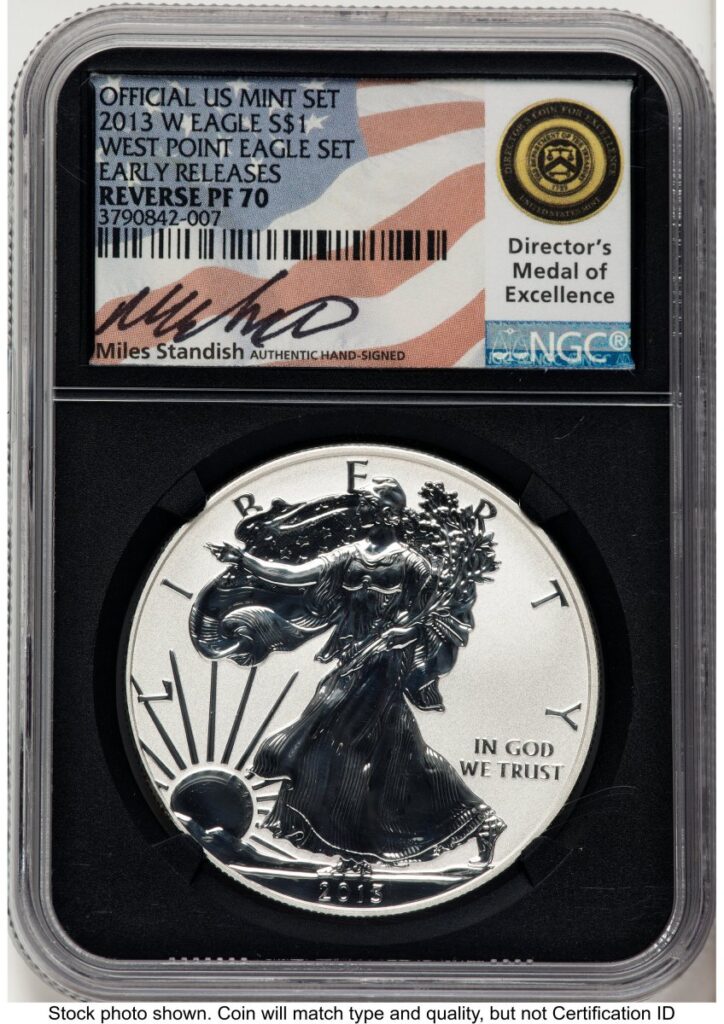 2013-W Modern Bullion Coins (2013-W Proof Silver Eagle 1 oz ER Miles Standish Blk Core)