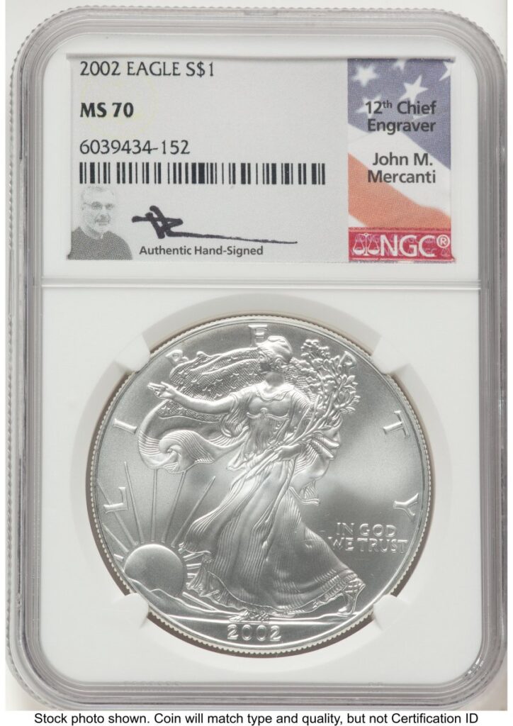 2002 Modern Bullion Coins (2002 Silver Eagle John Mercanti)