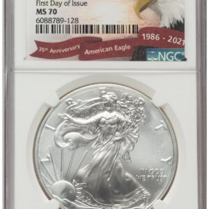 2021 Modern Bullion Coins (2021 Silver Eagle Type 1 FDI Eagle Ribbon Label)