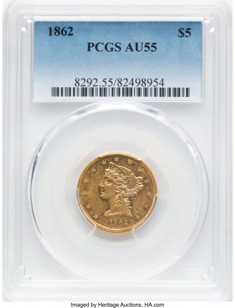 1862 Liberty Half Eagles (1862 $5)