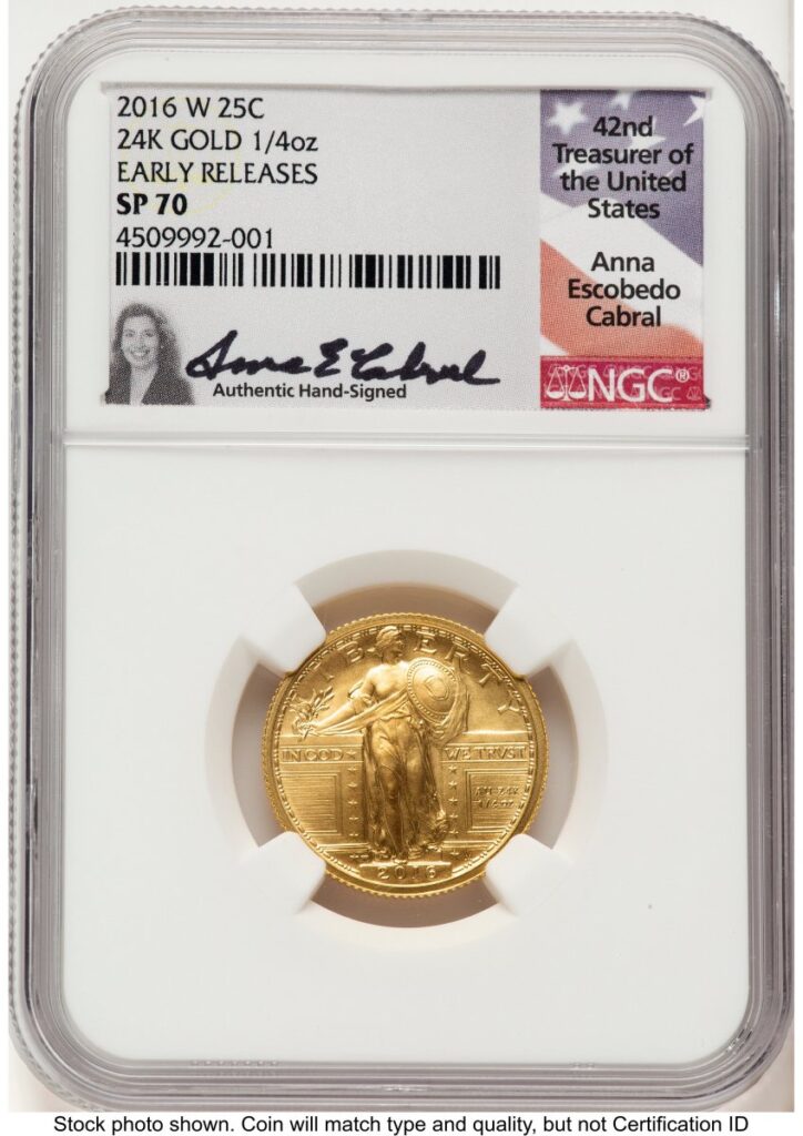 2016-W Modern Bullion Coins (2016-W 25C Standing Liberty 100th Anniversary Gold Centennial ER Anna Cabral)