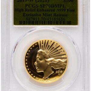 2019-W Modern Bullion Coins (2019-W G$100 American Liberty High Relief, Enhanced, DMPL 2021 Exclusive Mint Release Gold Foil)