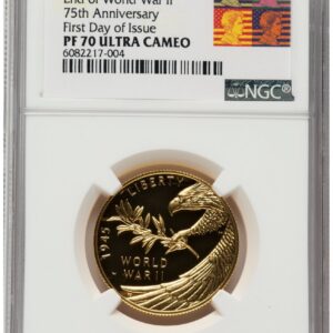 2020-W Modern Bullion Coins (2020-W 1/2 oz Proof Gold End of World War II 75th Anniversary FDI Reagan Bust Art)