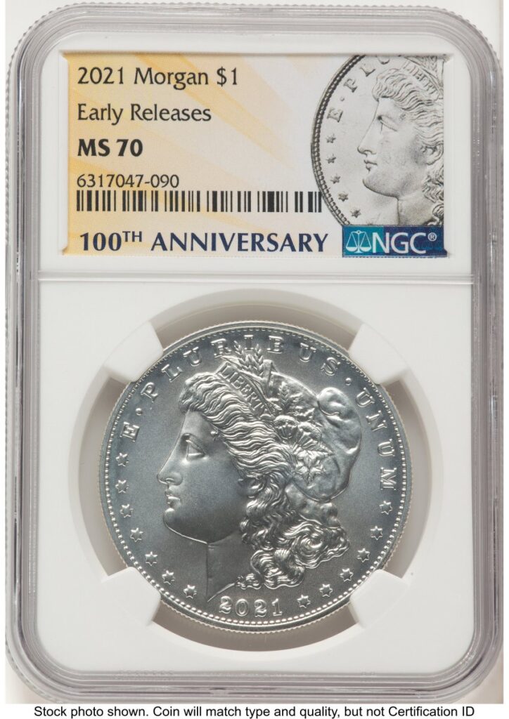 1000 Modern Bullion Coins (2021 S$1 6 Coin Morgan & Peace Dollar Set, MS ER Morgan/Peace Label)