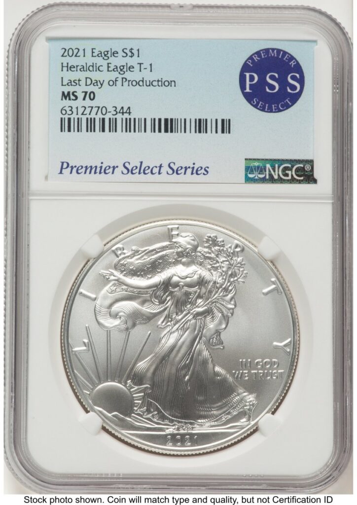2021 Modern Bullion Coins (2021 Silver Eagle Type 1 Premier Select Series Last Day of Production)