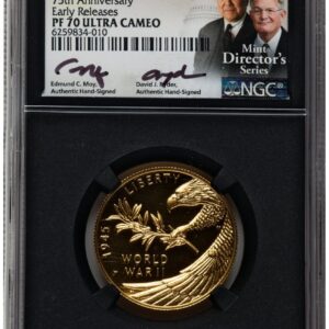 2020-W Modern Issues (2020-W 1/2 oz Proof Gold End of World War II 75th Anniversary ER Ed Moy/David J Ryder Mint Directors Series Blk Core)