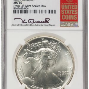 1986-(S) Modern Bullion Coins (1986-(S) Silver Eagle Early Production Kenneth Bressett Red Book From US Mint Sealed Box)