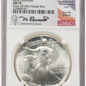 1986-(S) Modern Bullion Coins (1986-(S) Silver Eagle Early Production Kenneth Bressett Portrait From US Mint Sealed Box)