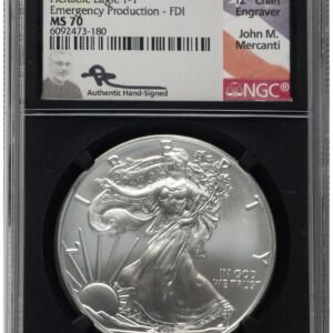 2021-(P) Modern Bullion Coins (2021-(P) Silver Eagle Type 1 Emergency Production FDI John Mercanti Blk Core)