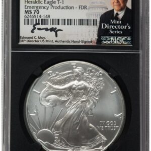 2021-(P) Modern Bullion Coins (2021-(P) Silver Eagle Type 1 Emergency Production FDR Ed Moy Mint Directors Series Blk Core)