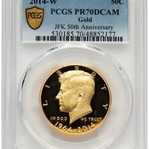 2014-W Proof Kennedy Half Dollars (2014-W 50C Gold JFK 50th Anniversary Blue Gradient)