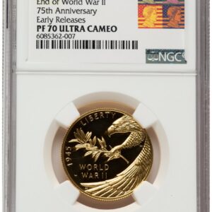 2020-W Modern Bullion Coins (2020-W 1/2 oz Proof Gold End of World War II 75th Anniversary ER Reagan Bust Art)