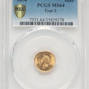 1854 Gold Dollars (1854 G$1 Type Two PCGS Secure)