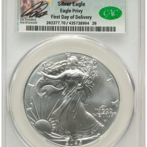 2025(-P) Modern Bullion Coins (2025-(P) Silver Eagle (Privy Mark) First Day of Delivery Ron Drzewuki)