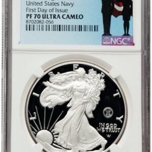 2025-W Modern Bullion Coins (2025-S Proof Silver Eagle Privy U.S. Navy 250th Anniversary 1 oz FDI Military Honor Blue)