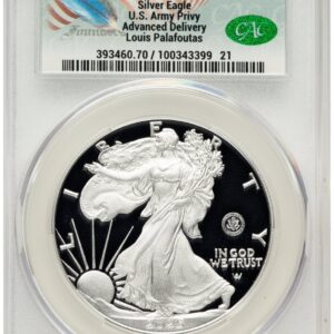 2025-W Modern Bullion Coins (2025-W Proof Silver Eagle Privy U.S. Army 250th Anniversary 1 oz Advanced Delivery Louis Palafoutas)