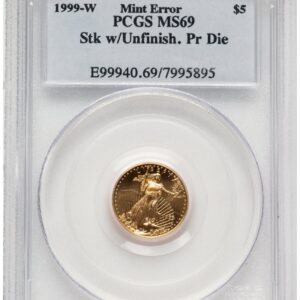 1999-W Modern Bullion Coins (1999-W Gold Eagle 1/10 oz Unfinished Proof Dies Blue Label)